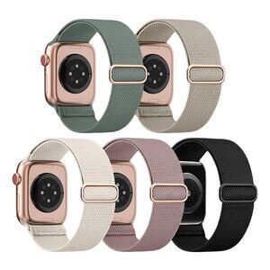 Apple Watch Stretchy Nylon Loop Bands 5PC Colourful Set, For Women & Men, New